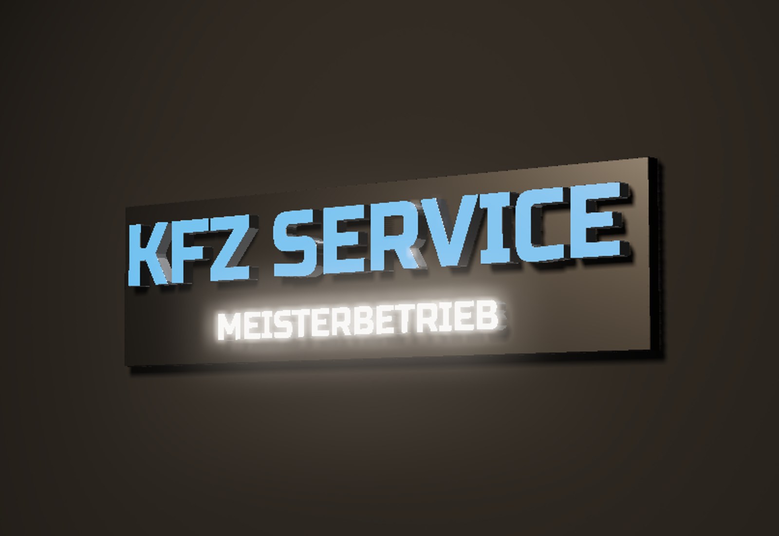 Frontleuchtende 3D-Buchstaben in Blau und Weiß – 3D-Visualisierung